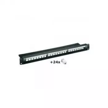 Wentronic 24-porti CAT6 UTP patch-paneel, 1U 19-tolline rack-kinnitus, must (95336)