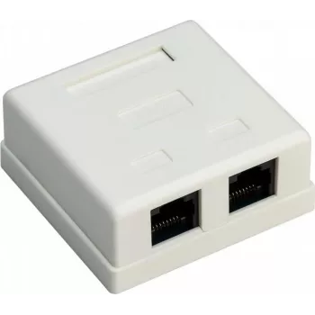 Wentronic Goobay 77633 Cat 6 varjestatud pealepandav RJ45 võrgupesa, 2-porti, valge