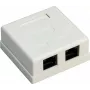 Wentronic Goobay 77633 Cat 6 varjestatud pealepandav RJ45 võrgupesa, 2-porti, valge