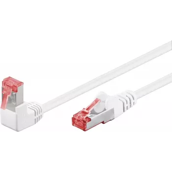 WENTRONIC Goobay CAT 6 patch-kaabel, 1x 90° nurga all, S/FTP (PiMF), valge, 0,25 m - Latch Up, LSZH halogeenivaba, vask (51548)