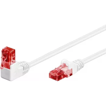 WENTRONIC Goobay CAT 6 patch-kaabel 1x 90° nurga all, U/UTP, valge, 5 m - ülalukustus, CCA vaskkaetud alumiinium (51525)