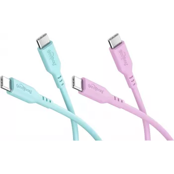 WENTRONIC Goobay Coral Crush komplekt 2x USB-C silikoonkaablit, 1,5 m, türkiissinine ja roosa (81260)