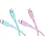 WENTRONIC Goobay Coral Crush komplekt 2x USB-C silikoonkaablit, 1,5 m, türkiissinine ja roosa (81260)