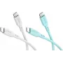 WENTRONIC Goobay Crystal Lagoon komplekt 2x USB-C silikoonkaablit, 1,5 m, valge ja türkiissinine (81259)