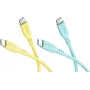 WENTRONIC Goobay Tropic Glow komplekt 2x USB-C silikoonkaabel, 1,5 m, kollane, türkiissinine (81275)