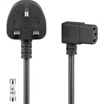 Wentronic Goobay UK 3-pin to 90° IEC C13 toitekaabel, 2 m, must 45767