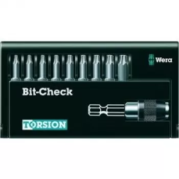 Wera 05056164001 9-osaline Torx-otsakute komplekt Rapidaptor-hoidikuga, 1/4 tolli kuuskantajam, 25 mm otsakud, TX8–TX40, Bit-Check karp