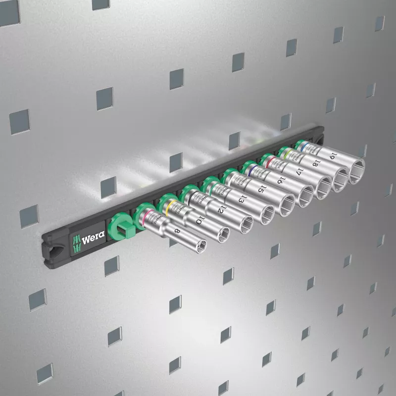 Wera 3/8 inch süvapesade komplekt magnetrööpal, 9-osaline, meetriline, must/roheline