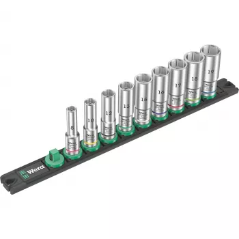 Wera 3/8 inch süvapesade komplekt magnetrööpal, 9-osaline, meetriline, must/roheline
