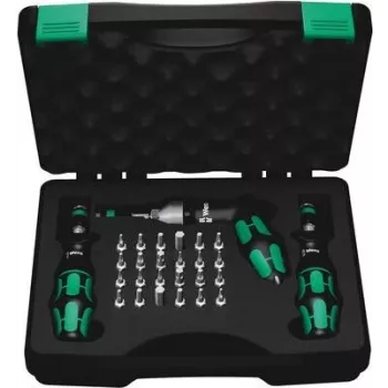 Wera 7445/46/47 dünamomeetriline kruvikeeraja komplekt, 27-osaline (0,3–6,0 Nm) Rapidaptor otsakuhoidjaga, tekstiilkarp 05350451001