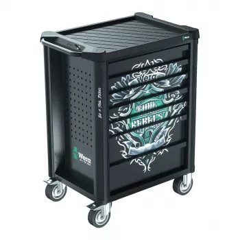 Wera 9700 Tool Rebel Workshop Trolley 1, 7 sahtlit, roostevabast terasest töötasapind, roheline/must