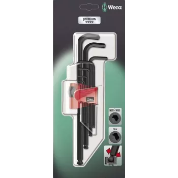 Wera Hex-Plus L-kaelaga võtmete komplekt 950 PKL/9 BM SB SiS, 9-osaline, meetermõõdustik, BlackLaser 05073596001