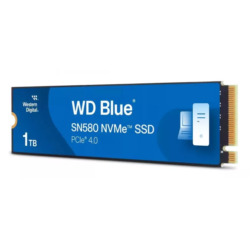 Western Digital WD Blue SN580 1TB M.2 2280 PCIe Gen4 x4 NVMe SSD - 4150MB/s lugemiskiirus, 4150MB/s kirjutamiskiirus, 600 TBW