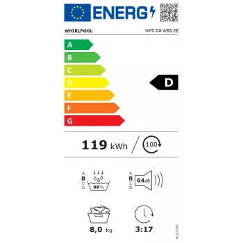 Whirlpool WPS D8 WBS EE soojuspumba kuivati 8 kg esilaadimisega valge