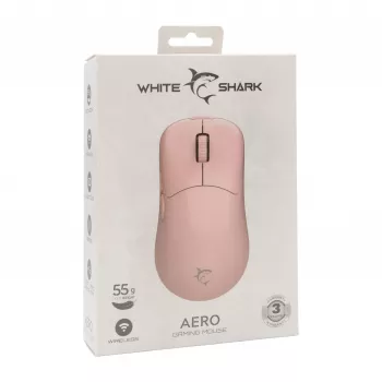 White Shark AERO PINK Juhtmevaba Mänguhiir (Roosa, 10000 DPI, 2.4GHz/USB-C)