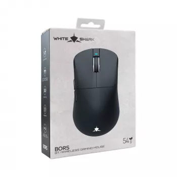 White Shark BORS-B WGM-5021 juhtmevaba mängurihiir, 12000 DPI, 2,4 GHz, RGB, must