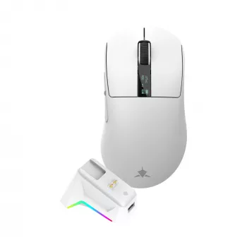White Shark GAWAIN-W juhtmevaba mänguhiir – 12000 DPI, 500mAh aku, 56g, valge