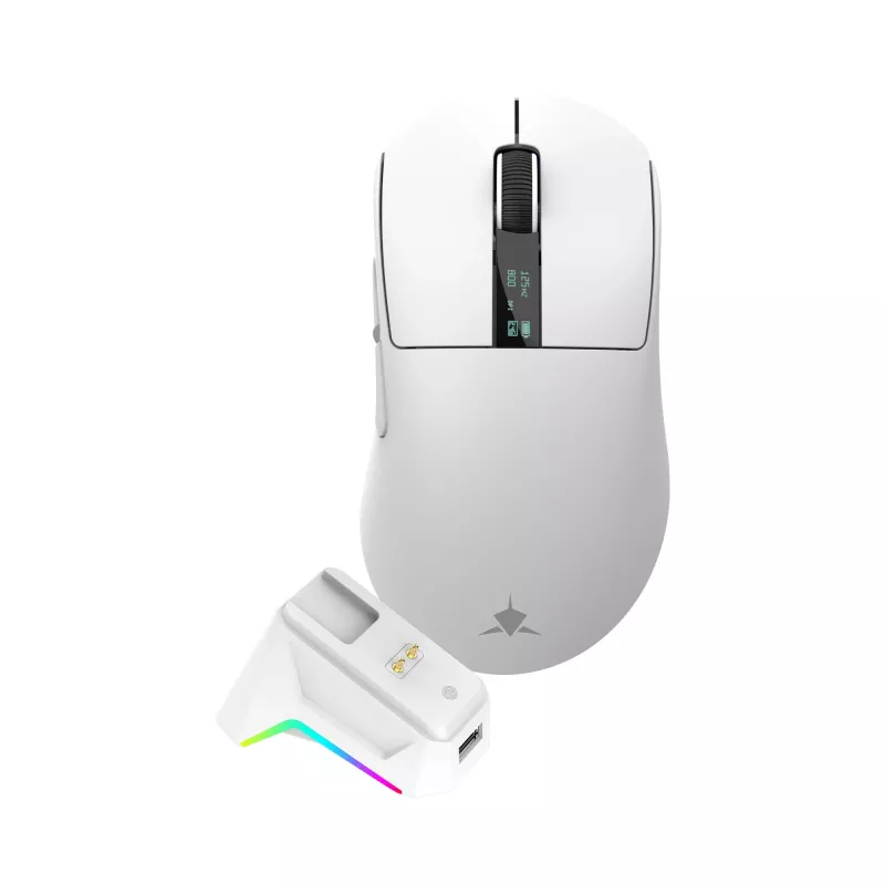 White Shark GAWAIN-W juhtmevaba mänguhiir – 12000 DPI, 500mAh aku, 56g, valge