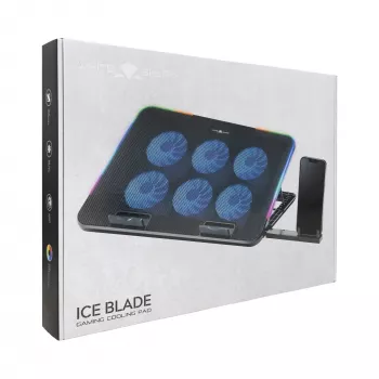 White Shark ICE BLADE GCP-96 kahe ventilaatoriga sülearvuti jahutusalus sinise LED-valgustusega, kuni 17 tolli, 5 reguleeritavat asendit