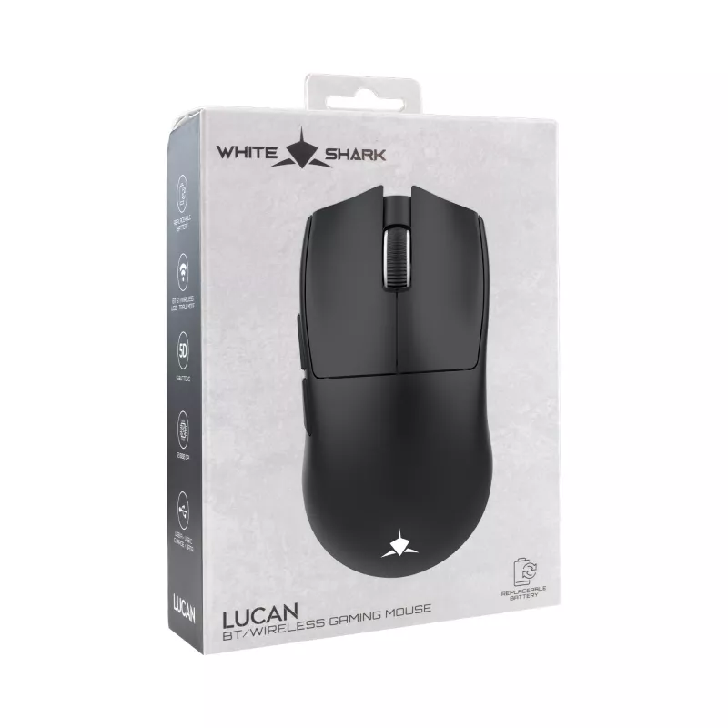 White Shark LUCAN-B WGM-5022 Wireless Gaming Mouse – 12000 DPI, 2.4 GHz, 7 Buttons, RGB, White