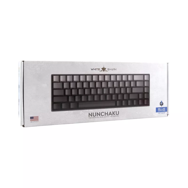 White Shark Nunchaku Mechanical Gaming Keyboard TKL, Grey, Outemu Blue Switch, RGB Hot-Swap, Wired USB