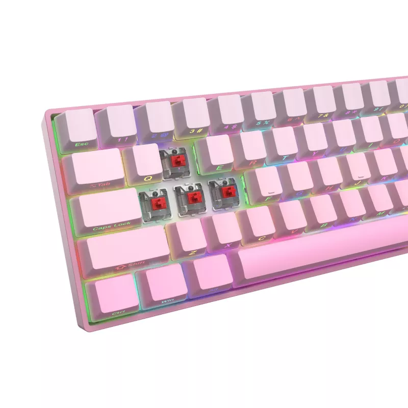 White Shark NUNCHAKU-P-US-RED.SW TKL mehaaniline mänguklaviatuur - 87 klahvi, Outemu Red lülitid, RGB taustvalgustus, roosa