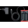 WIHA 41915 USB laadija liitiumioonakudele, 2 pesaga, 5V DC sisend, 3,6V DC väljund, 1A pesa kohta, LED indikaator, must/punane
