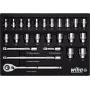 Wiha 44740 1/2 tolline padrunikomplekt 39-osaline peenratastega põrkmehhanismiga, kuuskant- ja TORX E-profiil, kroomvanaadium, 10-32mm / E10-E24, DIN 3120