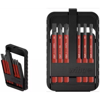 Wiha slimBit electric 45804 isoleeritud VDE kruvikeeraja otsakute komplekt, 6 osa, pilu-, Phillips-, Pozidriv-, TORX-otsakud, 75 mm