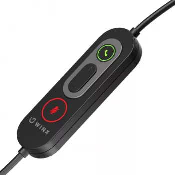 WINX CALL Pro 2 Mono AI mürasummutusega kõrvaklapid, juhtmega USB-A, pööratava mikrofonivarrega, juhtnuppudega kaablil, pehme PU-nahast kõrvapadjaga, must