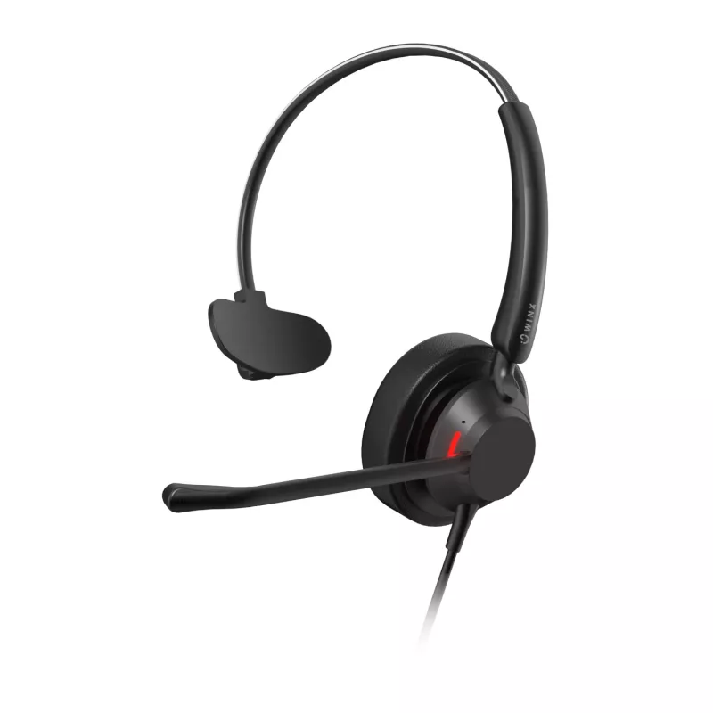 WINX CALL Pro 2 Mono AI mürasummutusega kõrvaklapid, juhtmega USB-A, pööratava mikrofonivarrega, juhtnuppudega kaablil, pehme PU-nahast kõrvapadjaga, must