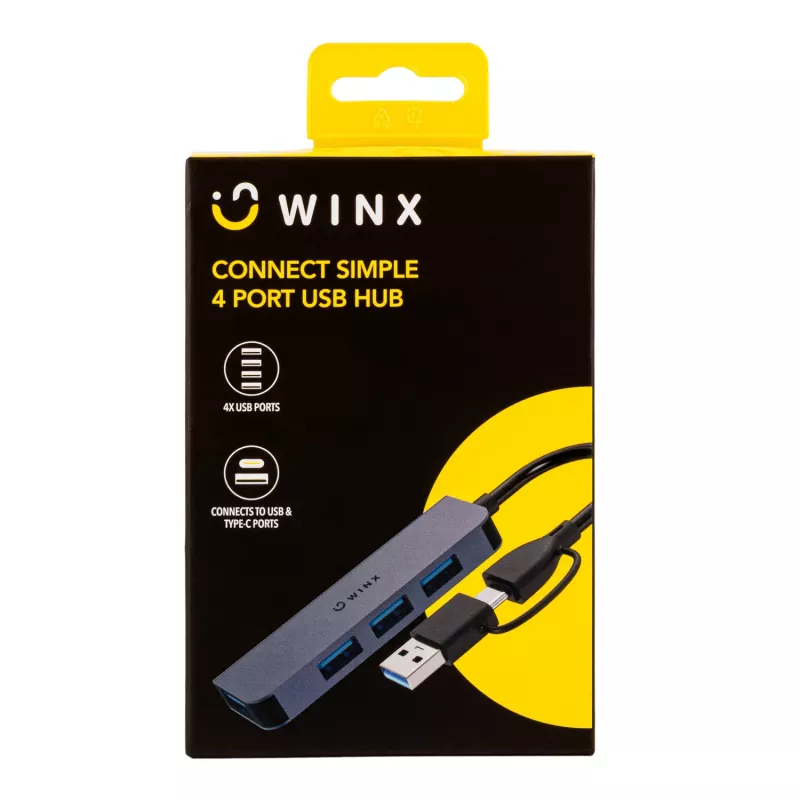 WINX CONNECT Simple USB/Type-C jaotur, 3x USB-A 5Gbps + USB-C PD 100W, Space Grey