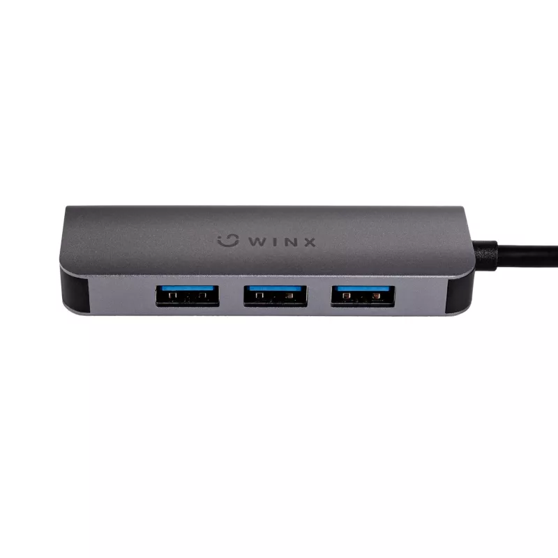 WINX CONNECT Simple USB/Type-C jaotur, 3x USB-A 5Gbps + USB-C PD 100W, Space Grey