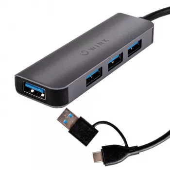 WINX CONNECT Simple USB/Type-C jaotur, 3x USB-A 5Gbps + USB-C PD 100W, Space Grey