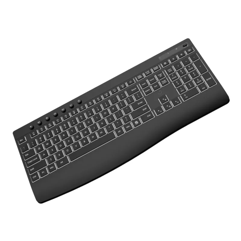WINX DO Business taustvalgustusega traadita klaviatuuri ja hiire komplekt - täissuuruses laetav, vaiksed kääklülititega klahvid, reguleeritav DPI, USB-C laadimine, must