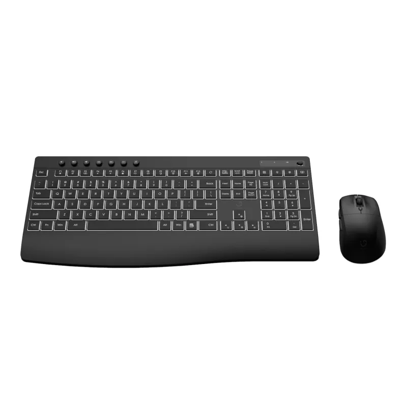 WINX DO Business taustvalgustusega traadita klaviatuuri ja hiire komplekt - täissuuruses laetav, vaiksed kääklülititega klahvid, reguleeritav DPI, USB-C laadimine, must