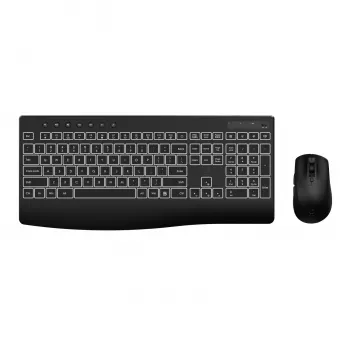 WINX DO Business taustvalgustusega traadita klaviatuuri ja hiire komplekt - täissuuruses laetav, vaiksed kääklülititega klahvid, reguleeritav DPI, USB-C laadimine, must