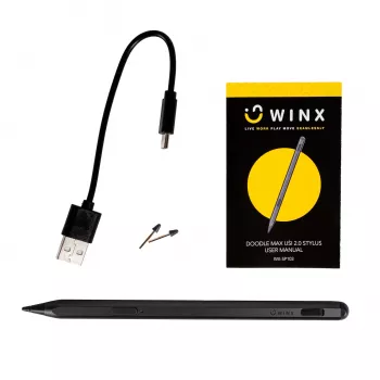 WINX DOODLE Max USI 2.0 Stylus - 4096 surveastet, peopesa tagasilükkamine, kalde tugi, USB-C laetav, Space Grey