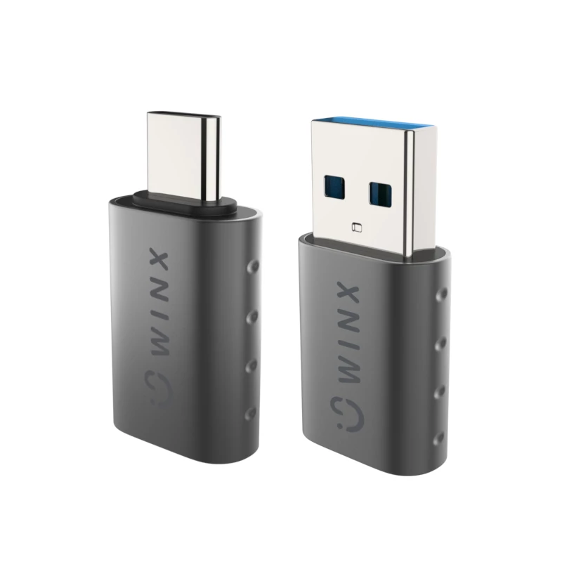 WINX LINK Simple Type-C ja USB adapteri komplekt – USB-C isane USB-A emasele ja USB-A isane USB-C emasele, USB 2.0, 480 Mbps, kosmosehall