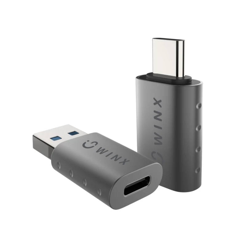 WINX LINK Simple Type-C ja USB adapteri komplekt – USB-C isane USB-A emasele ja USB-A isane USB-C emasele, USB 2.0, 480 Mbps, kosmosehall