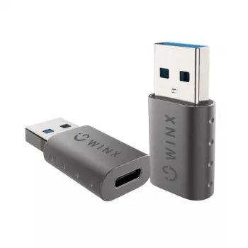 WINX LINK Simple USB to Type-C adapteri kahekomplekt (USB-A isane USB-C emane, 5Gbps, 15W, Space Grey, 2 tk)