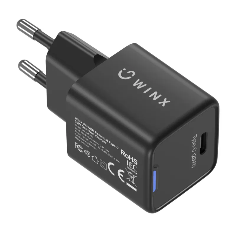 WINX POWER Essential Type-C 20W GaN seinadapter - Valge