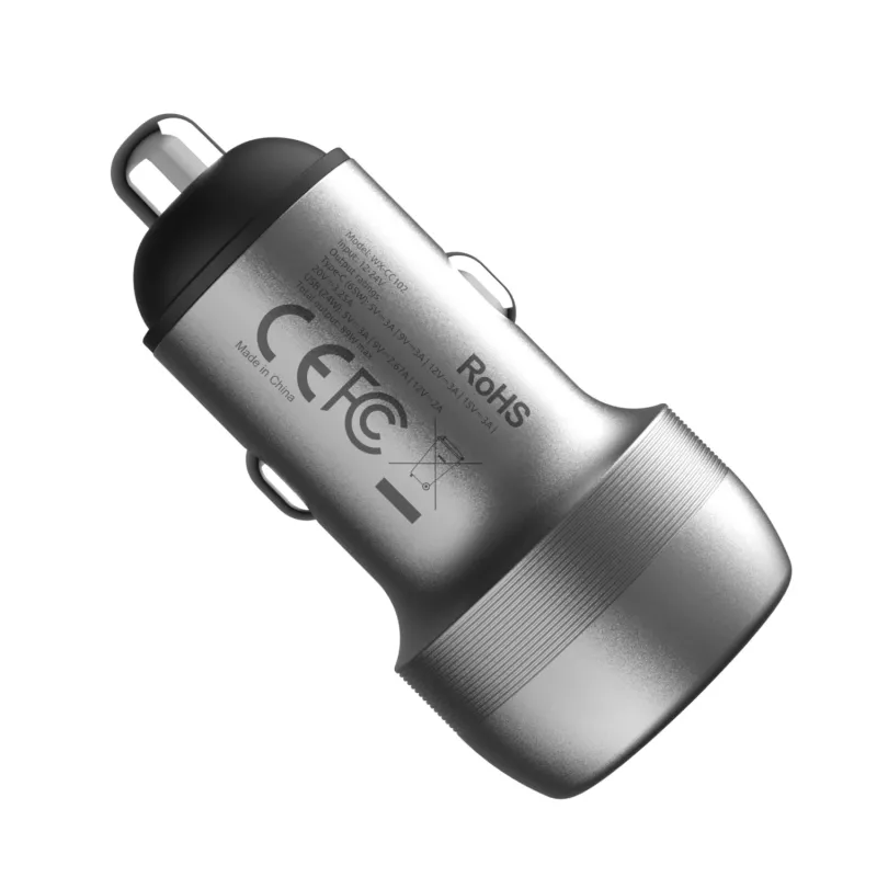 WINX POWER Fast 89W auto laadija - USB-C PD 67W + USB-A QC 18W, must