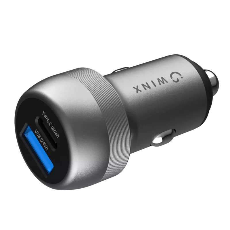 WINX POWER Fast 89W auto laadija - USB-C PD 67W + USB-A QC 18W, must