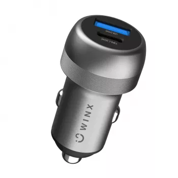 WINX POWER Fast 89W auto laadija - USB-C PD 67W + USB-A QC 18W, must