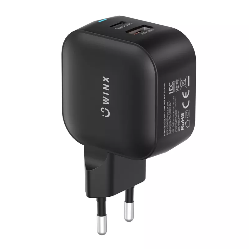 WINX POWER More 35W GaN seinadapter - Dual USB-C ja USB-A, PD 3.0 PPS, valge