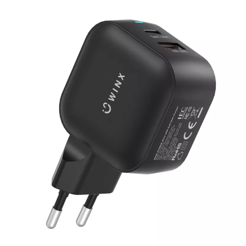 WINX POWER More 35W GaN seinadapter - Dual USB-C ja USB-A, PD 3.0 PPS, valge