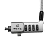 WINX Secure Max universaalne koodkaabellukk - 4-kohaline ümberseatav kombinatsioon, punutud teras, 1,8 m, must/hõbe