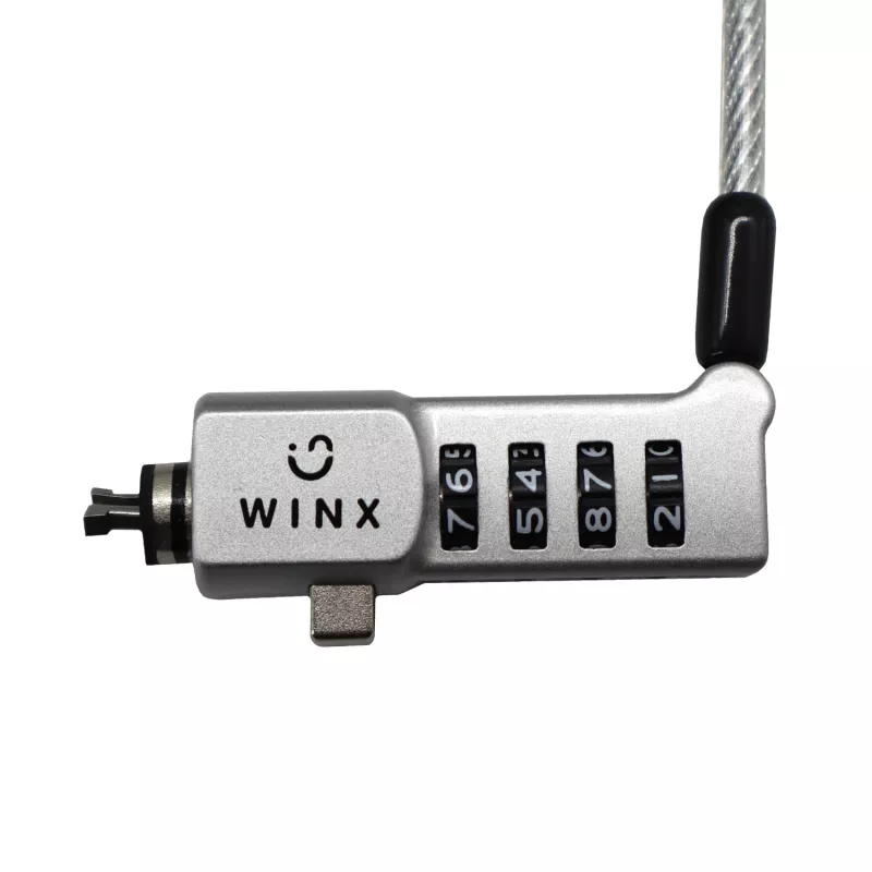 WINX Secure Max universaalne koodkaabellukk - 4-kohaline ümberseatav kombinatsioon, punutud teras, 1,8 m, must/hõbe