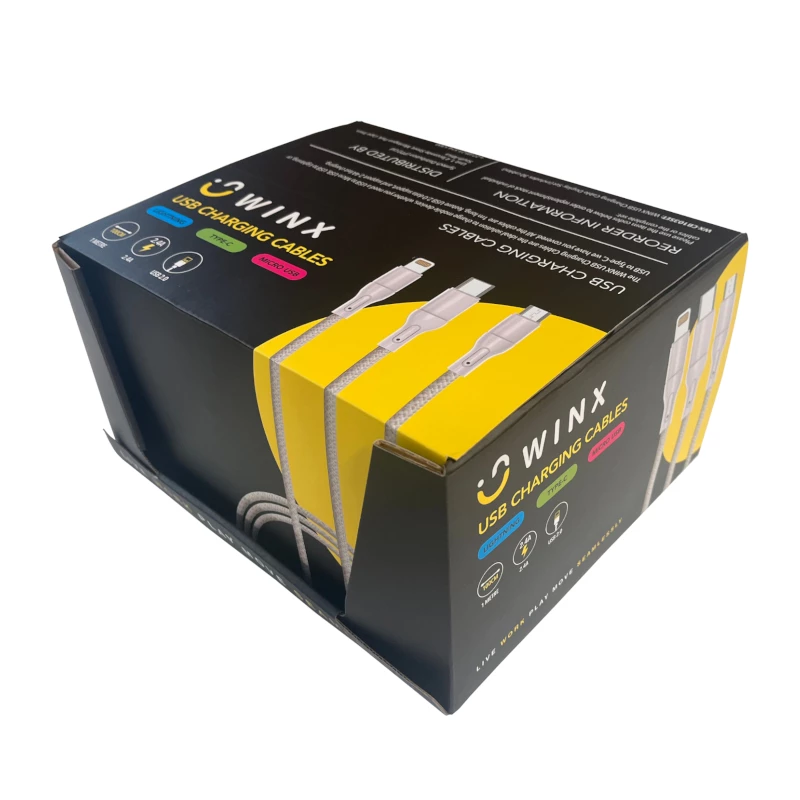 WINX USB-C to USB-A laadimis- ja andmekaabel 1,2 m must